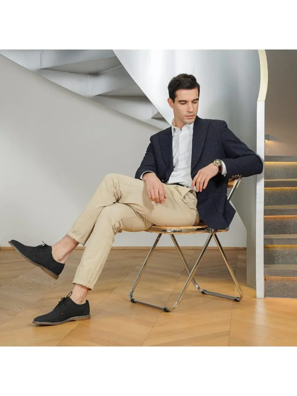 Men's Suede Black Breathable Upper Lace Up Retro Business Classic Oxford Shoes